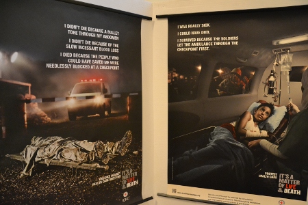 Röda Korset reklamkampanj som syns i sju städer i Europa. Dock inte i Sverige.