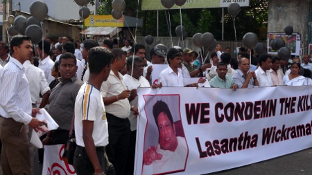 Lasantha Wickrematunges begravning blev en manifestation för pressfrihet i Sri Lanka.