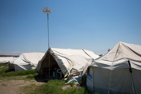 Flyktinglägret Nea Kavala i norra Grekland nära gränsen till Makedonien sommaren 2016 där flyktingar sitter fast.