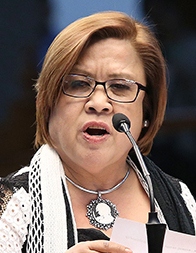   Senator Leila de Lima greps den 24 februari. Amnesty International betraktar henne som samvetsfånge. 