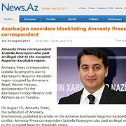 Kritik från Azerbajdzjans utrikesdepartement.