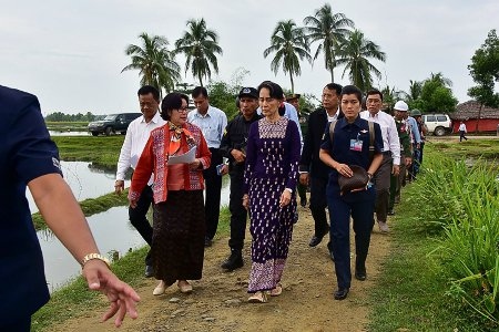 Burmas statskansler Aung San Suu Kyi gjorde den 2 november ett överraskande dagsbesök i delstaten Rakhine.
