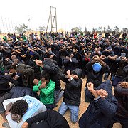  Migranter protesterar i ett läger i Gharyan i Libyen den 2 februari 2018 med krav på att få komma till Europa.