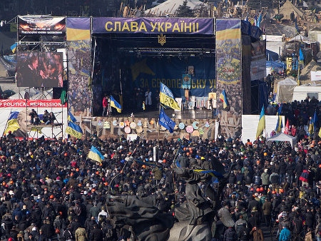 Majdanprotesterna den 21 februari 2014.