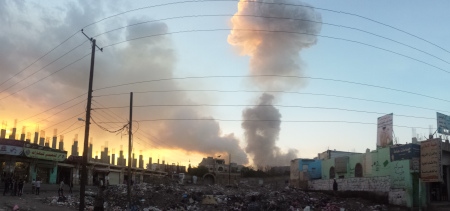  Flygbombning av Jemens huvudstad Sanaa 11 maj 2015.