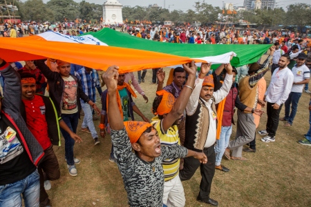 BJP håller möte i Kolkata. Partiet regerar i Indien men har ännu ett svagt stöd i Västbengalen.