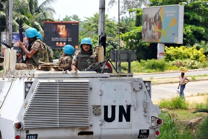 FN-soldater i Abidjan i april 2011. Den 30 juni 2017 avslutades FN:s militära närvaro i Elfenbenskusten. 