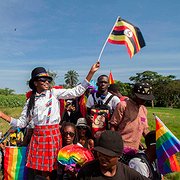 Vid några tillfällen har Pride-firande kunnat genomföras i Uganda utan att stoppas av polisen. Här firas i Entebbe den 8 augusti 2015.