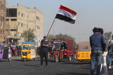 Demonstranter i huvudstaden Bagdad.