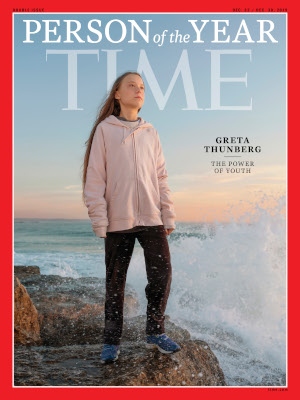 Time Magazines omslag när Greta Thunberg blev årets person 2019.