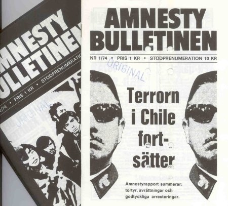 Efter kuppen i Chile arbetade Amnesty, bland annat i Sverige, mot militärregimens terror. Danska Amnesty har bidragit till finansieringen av filmen "Svarta nejlikan" som hade premiär i september 2007. 