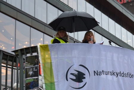Karin Lexén, generalsekreterare på Naturskyddsföreningen var en av talarna på manifestationen.