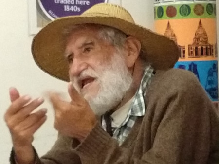 Hugo Blanco på ett möte i London 2019. Han föddes i Cusco i Peru 1934 och dog i Uppsala 2023.