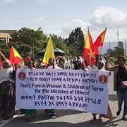 Demonstration i Tigrays huvudstad Mekelle i december 2022. Runt om i Tigray hölls demonstrationer med krav på att fredsavtalet som undertecknades i Pretoria genomförs.