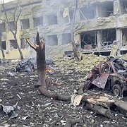 Bombat barnsjukhus i Mariupol i mars 2022.