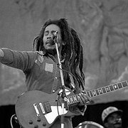 Bob Marley på Rufaru-stadion i Harare 18 april 1980. Den 11 maj 1981 dog han i cancer.